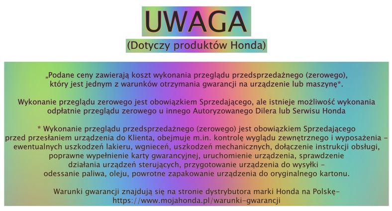 Przegląd zerowy produktów Honda